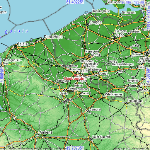 Topographic map of Haubourdin