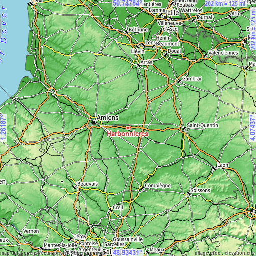 Topographic map of Harbonnières