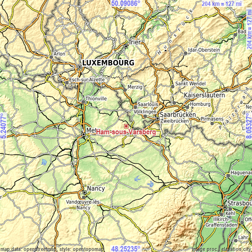 Topographic map of Ham-sous-Varsberg