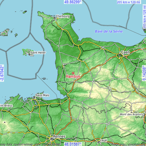 Topographic map of Hambye