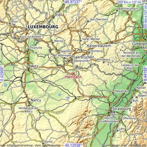 Topographic map of Hambach