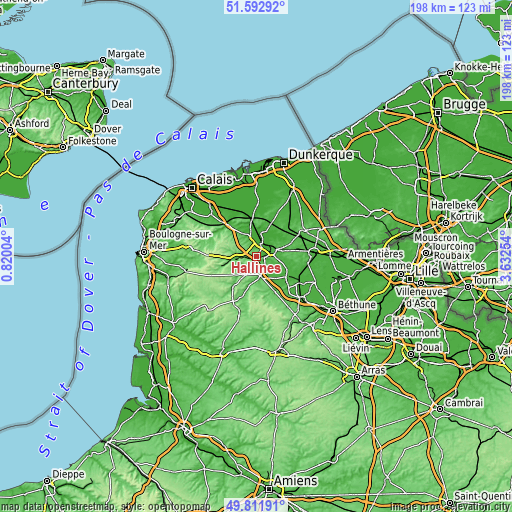 Topographic map of Hallines