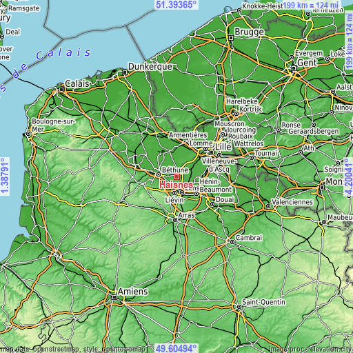 Topographic map of Haisnes