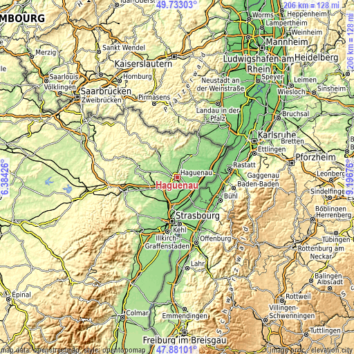 Topographic map of Haguenau