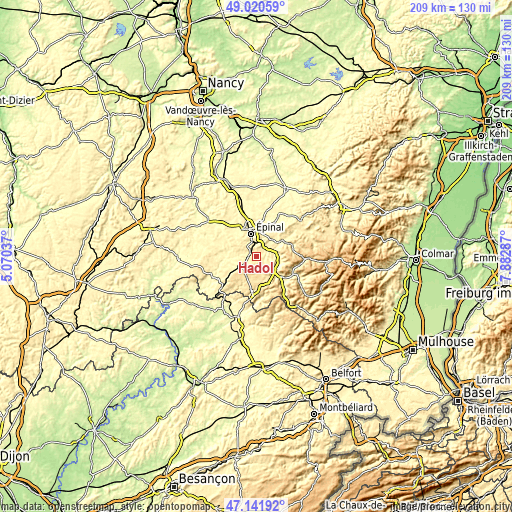 Topographic map of Hadol