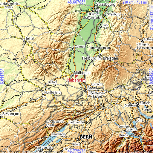 Topographic map of Habsheim