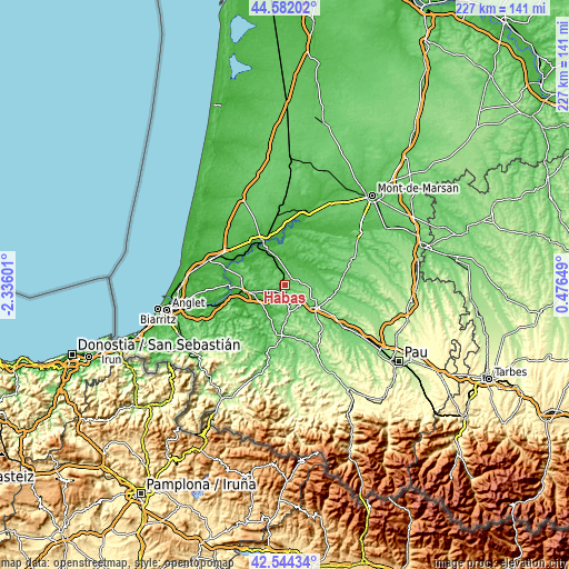 Topographic map of Habas