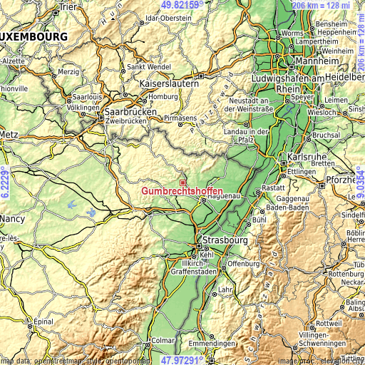 Topographic map of Gumbrechtshoffen