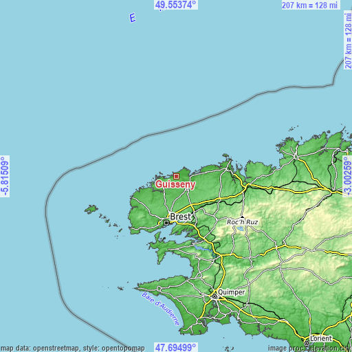 Topographic map of Guissény