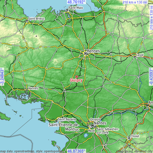 Topographic map of Guipry