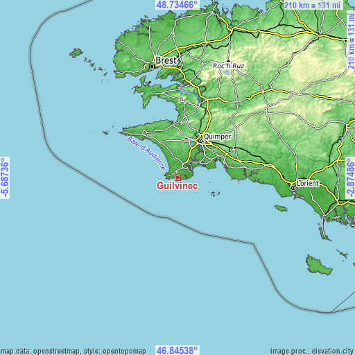 Topographic map of Guilvinec