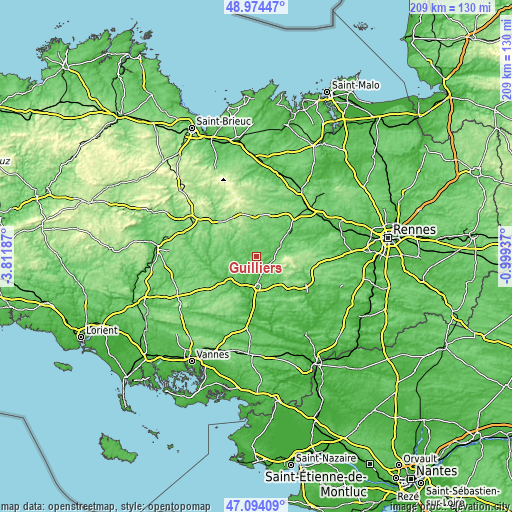 Topographic map of Guilliers