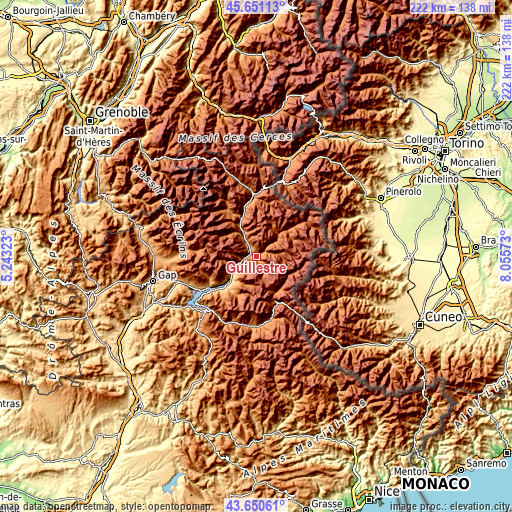 Topographic map of Guillestre