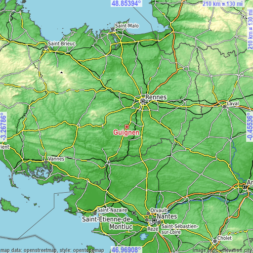 Topographic map of Guignen