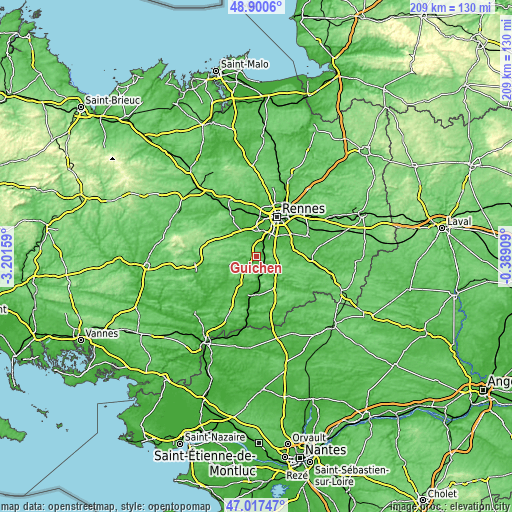 Topographic map of Guichen