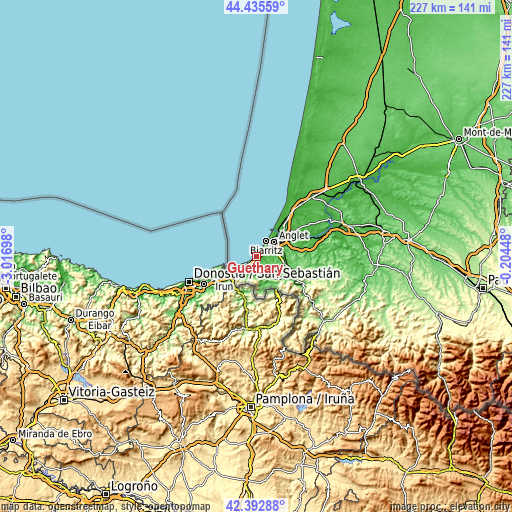 Topographic map of Guéthary