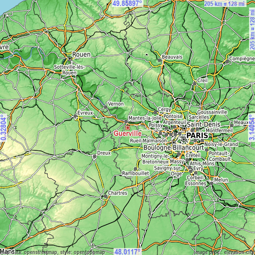 Topographic map of Guerville