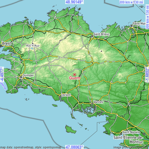 Topographic map of Guern