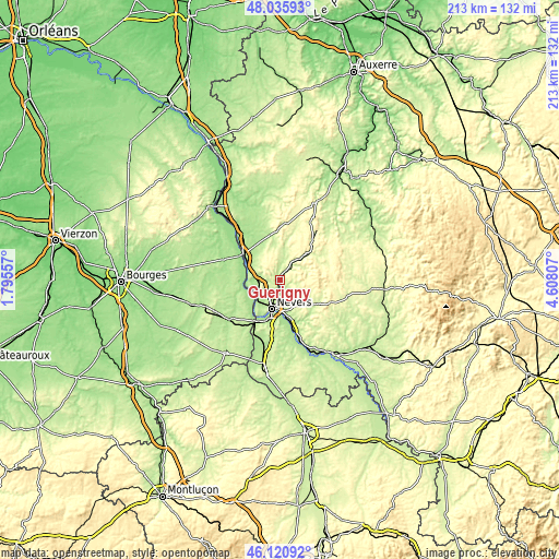 Topographic map of Guérigny