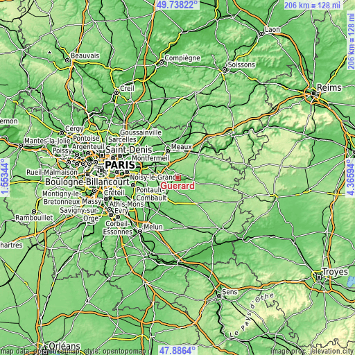 Topographic map of Guérard