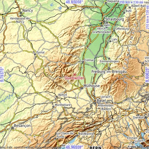 Topographic map of Guebwiller