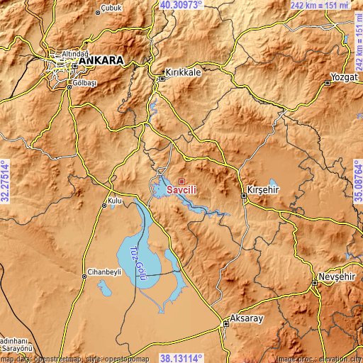 Topographic map of Savcılı