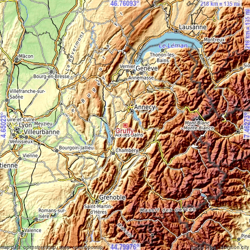 Topographic map of Gruffy