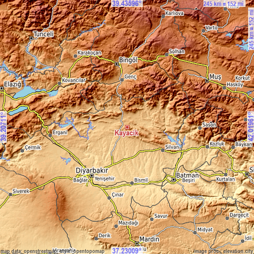 Topographic map of Kayacık