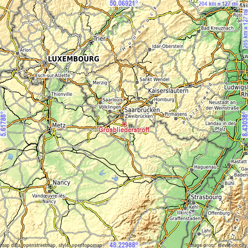 Topographic map of Grosbliederstroff