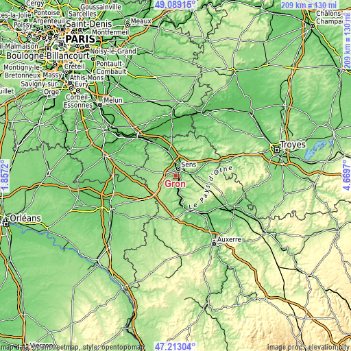 Topographic map of Gron