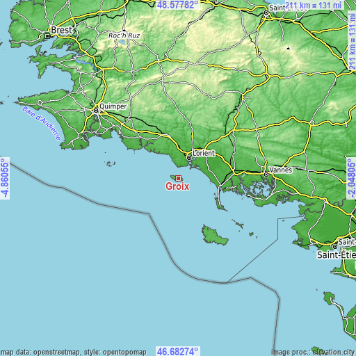 Topographic map of Groix