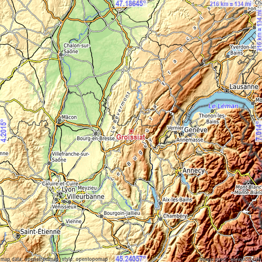 Topographic map of Groissiat