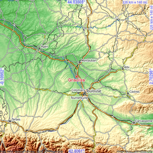 Topographic map of Grisolles