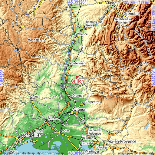 Topographic map of Grillon