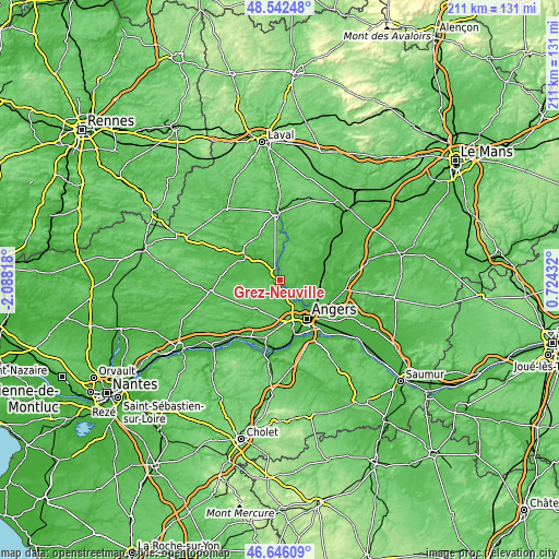 Topographic map of Grez-Neuville