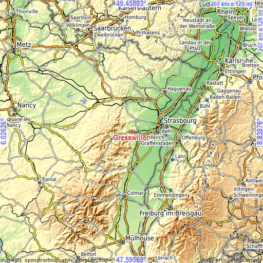 Topographic map of Gresswiller