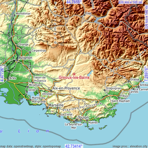 Topographic map of Gréoux-les-Bains