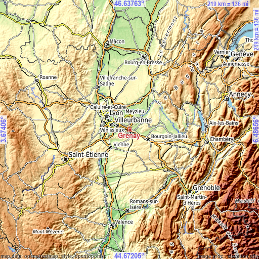 Topographic map of Grenay