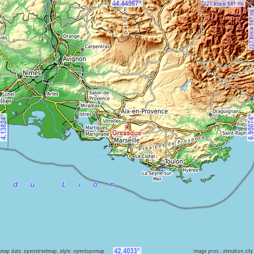 Topographic map of Gréasque