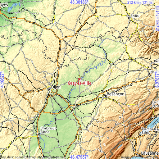 Topographic map of Gray-la-Ville