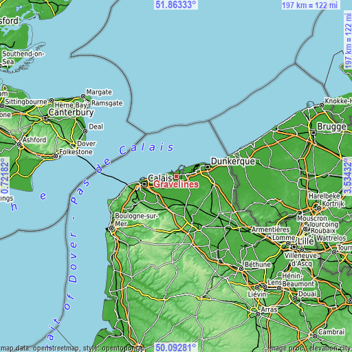 Topographic map of Gravelines