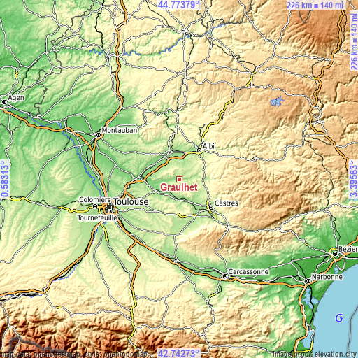 Topographic map of Graulhet
