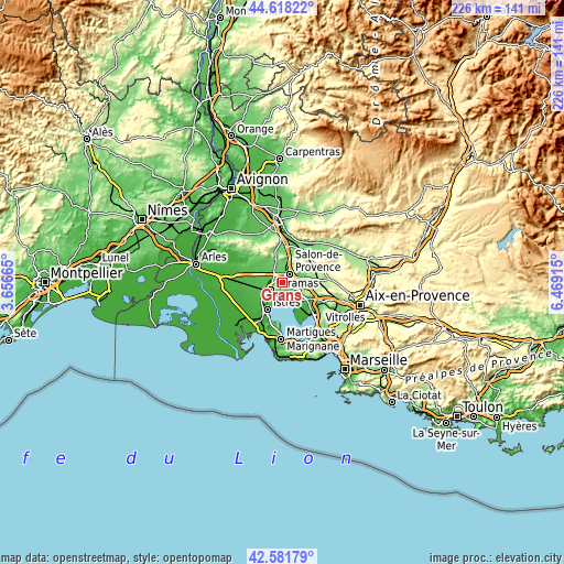 Topographic map of Grans