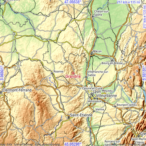 Topographic map of Grandris