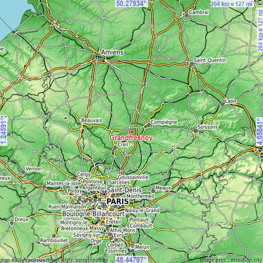 Topographic map of Grandfresnoy