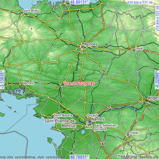 Topographic map of Grand-Fougeray