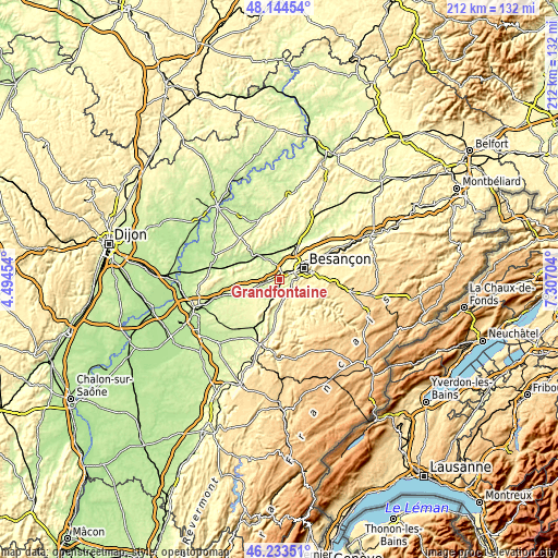 Topographic map of Grandfontaine