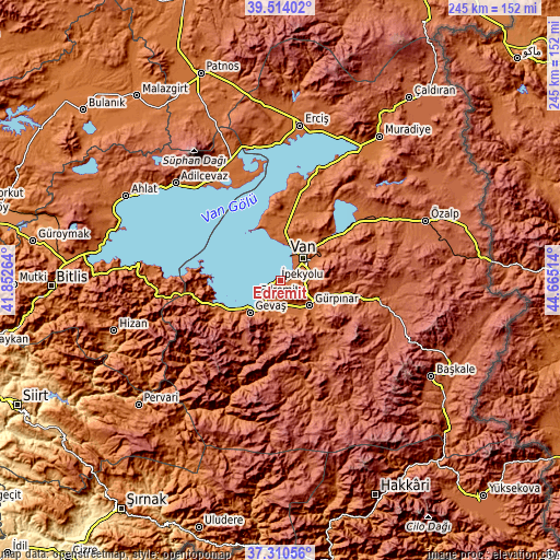 Topographic map of Edremit