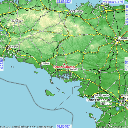 Topographic map of Grand-Champ