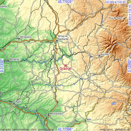 Topographic map of Gramat